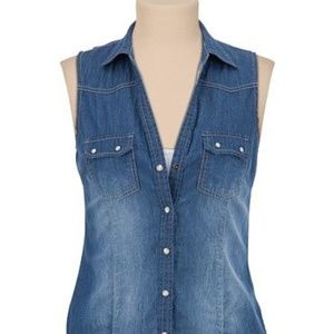 denim sleeveless blouse